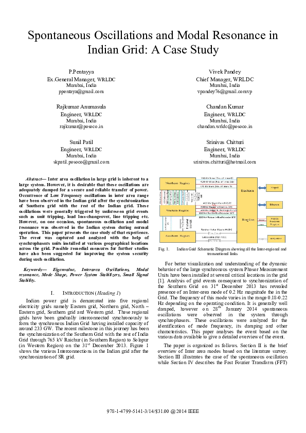 (PDF) Spontaneous oscillations and modal resonance in Indian grid: A ...