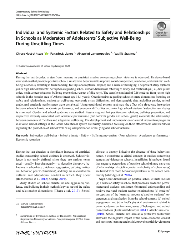 (PDF) Individual and Systemic Factors Related to Safety and ...