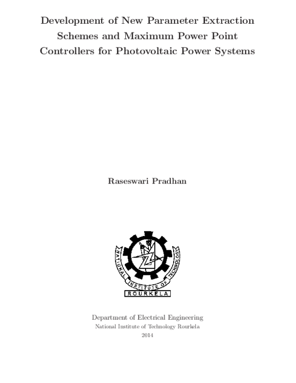 (PDF) Development of new parameter extraction schemes and maximum power ...