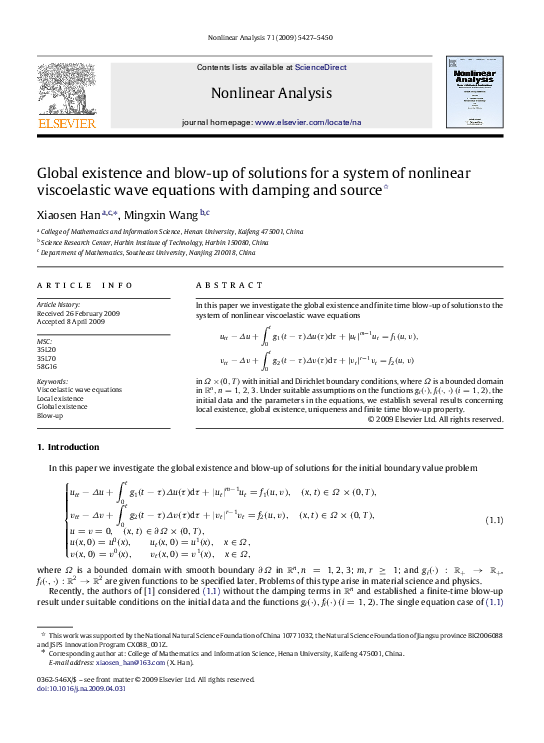 (PDF) Global existence and blow-up of solutions for a system of ...