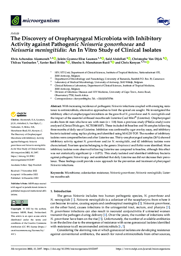 (PDF) The Discovery of Oropharyngeal Microbiota with Inhibitory ...