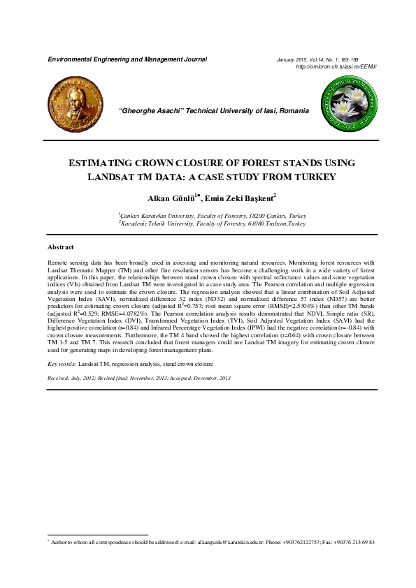 (PDF) Estimating Crown Closure of Forest Stands Using Landsat TM Data ...