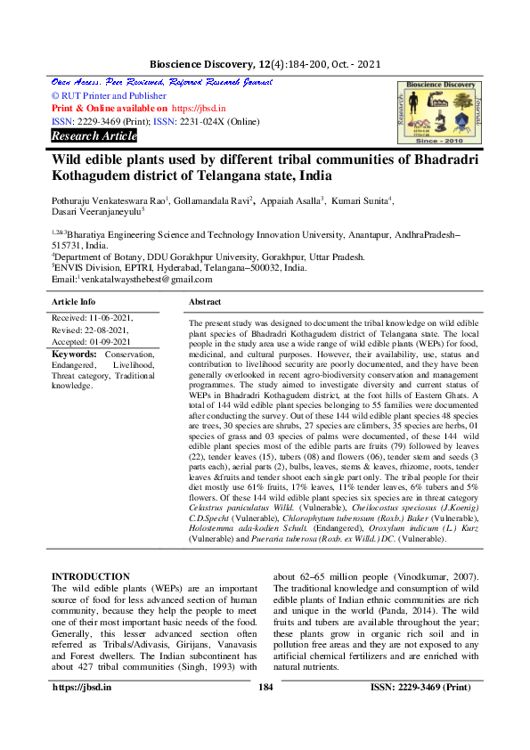 (PDF) Wild edible plants used by different tribal communities of ...