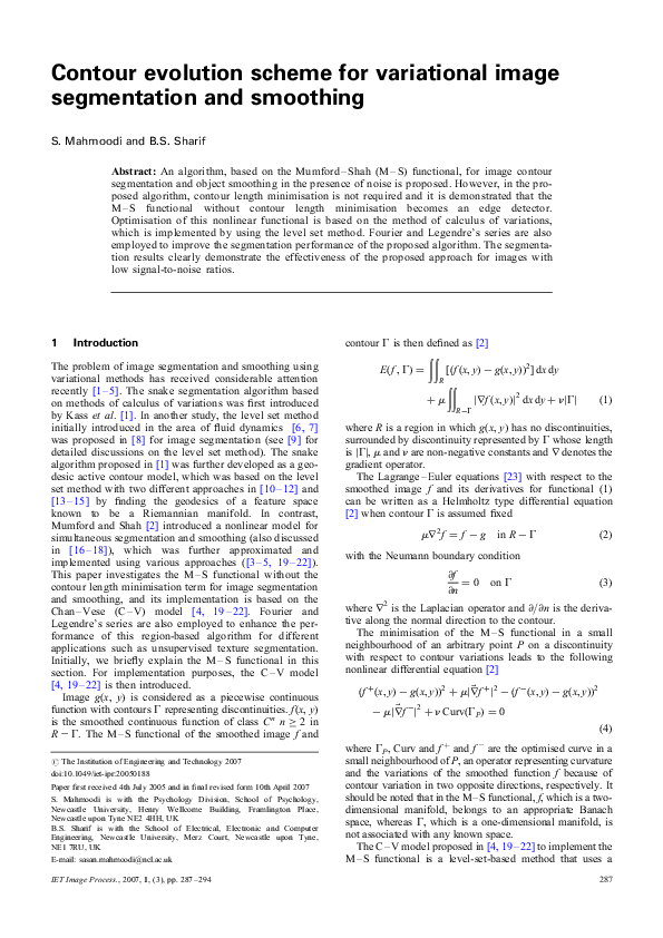 (PDF) Contour evolution scheme for variational image segmentation and ...