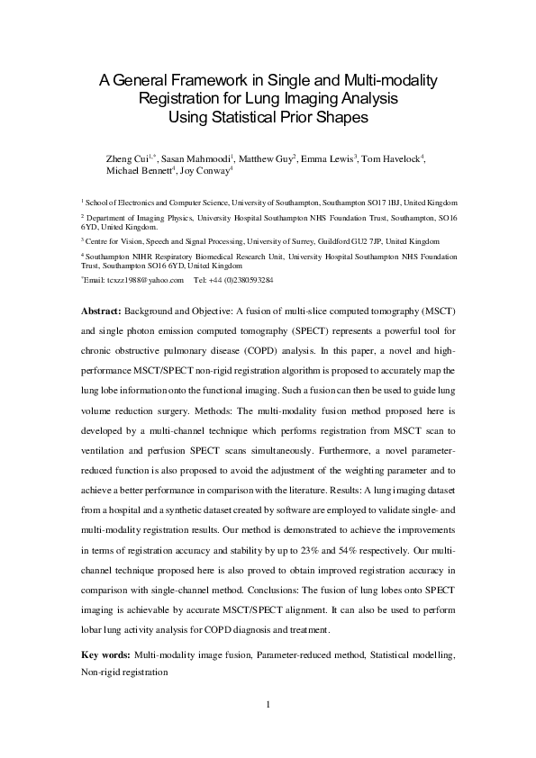 (PDF) A General Framework in Single and Multi-modality Registration for ...