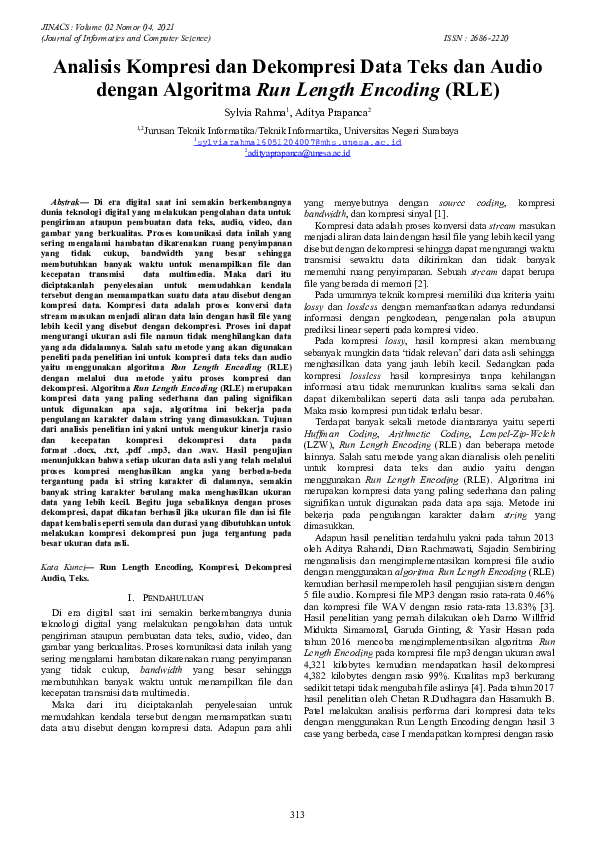 (DOC) Analisis Kompresi dan Dekompresi Data Teks dan Audio dengan ...