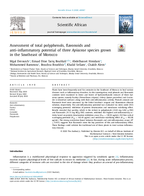 (PDF) Assessment of total polyphenols, flavonoids and anti-inflammatory ...
