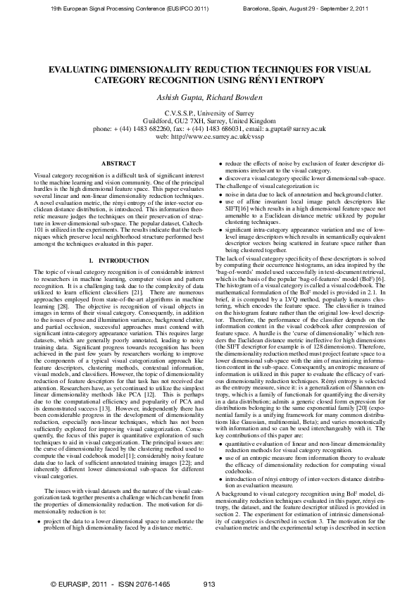 (PDF) Evaluating Dimensionality Reduction Techniques for Visual ...
