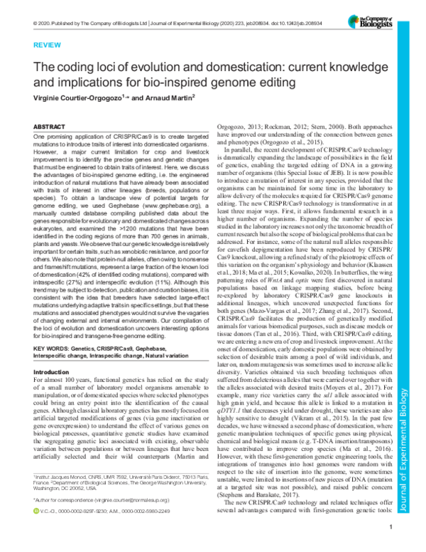 (PDF) The coding loci of evolution and domestication: current knowledge ...
