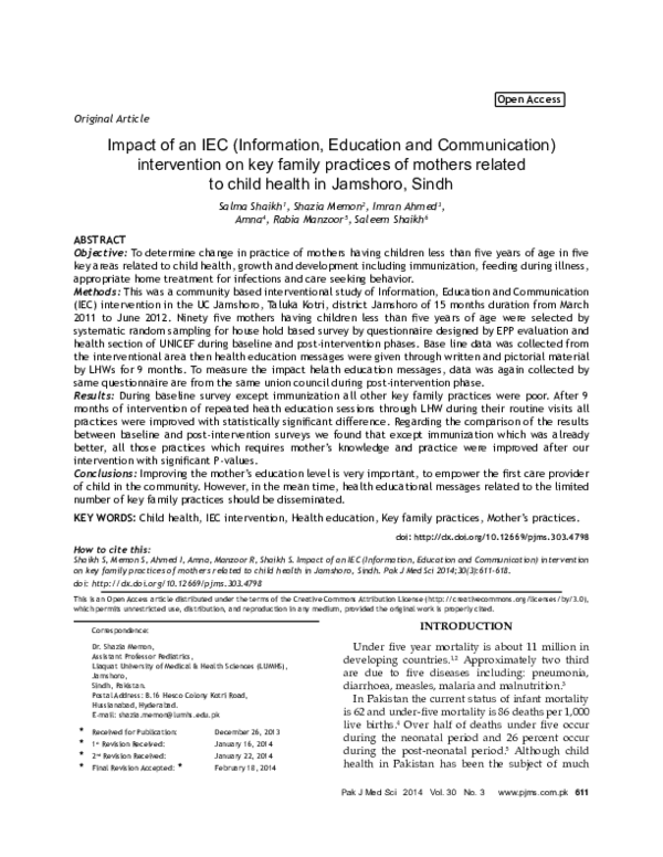 (PDF) Impact of an Iec (Information, Education and Communication ...