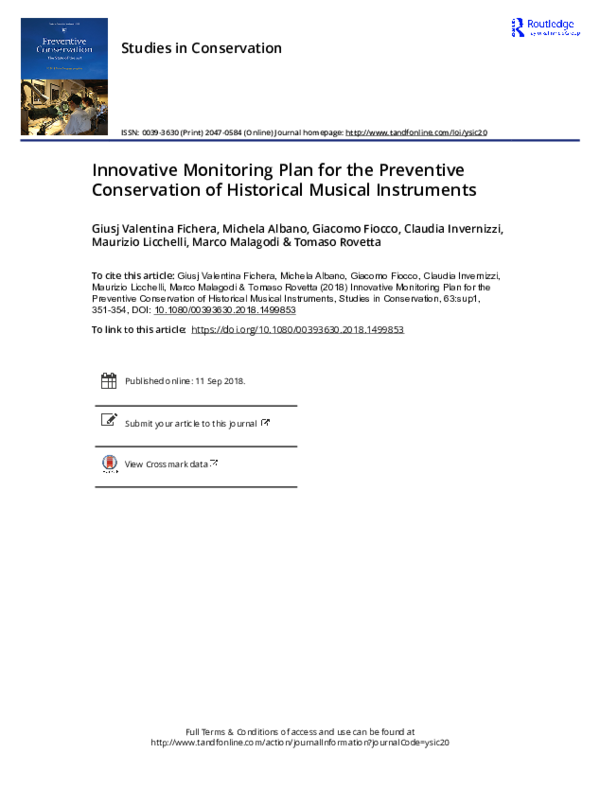 (PDF) Innovative Monitoring Plan for the Preventive Conservation of ...