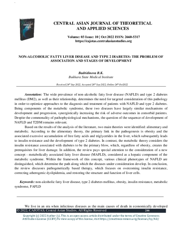 (PDF) NON-ALCOHOLIC FATTY LIVER DISEASE AND TYPE 2 DIABETES: THE ...