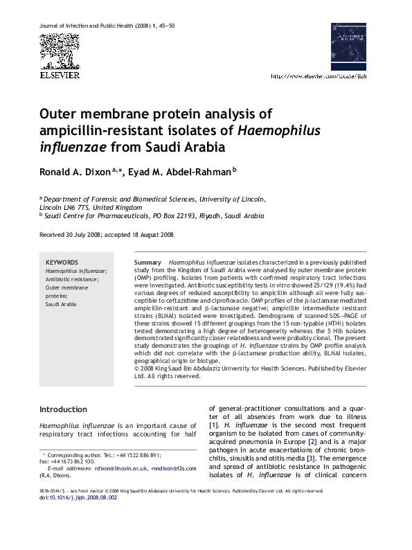 (PDF) Outer membrane protein analysis of ampicillin-resistant isolates ...