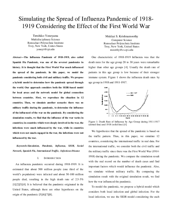 (PDF) Simulating the Spread of Influenza Pandemic of 1918-1919 ...