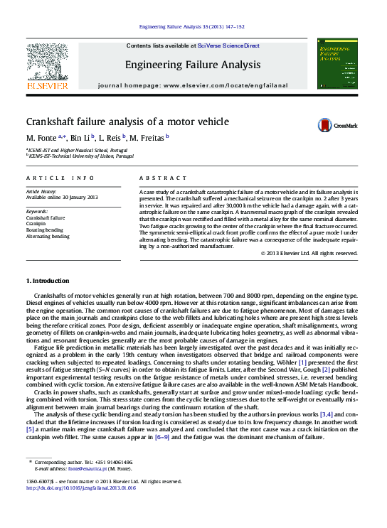 (PDF) Crankshaft failure analysis of a motor vehicle Manuel Freitas