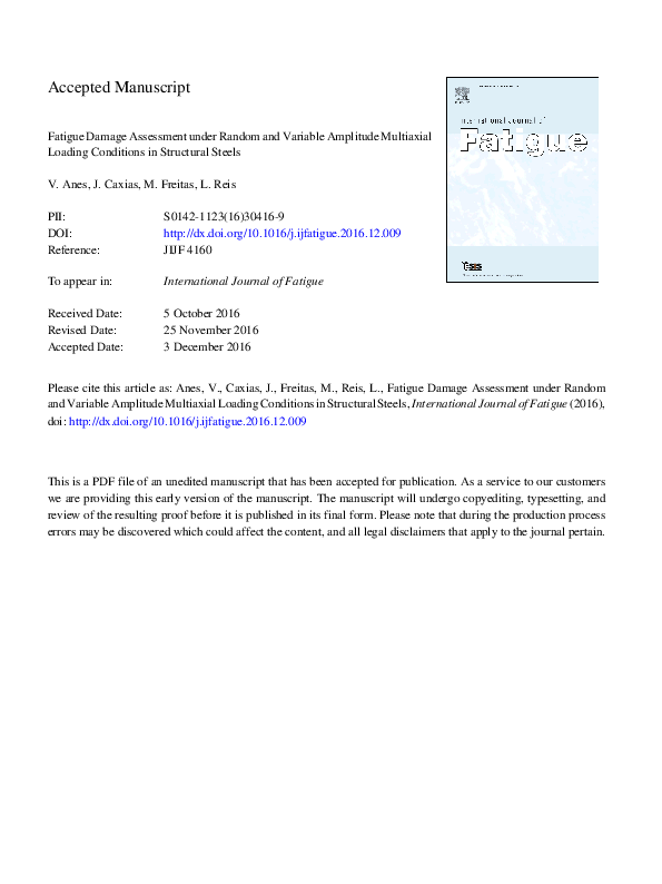 (PDF) Fatigue damage assessment under random and variable amplitude ...