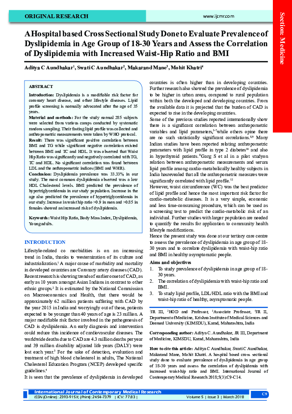 (PDF) A Hospital based Cross Sectional Study Done to Evaluate ...
