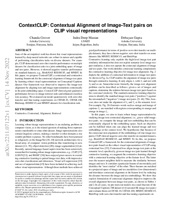 (PDF) ContextCLIP: Contextual Alignment of Image-Text pairs on CLIP ...