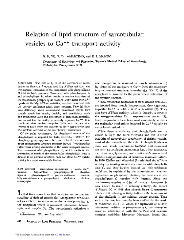 (PDF) Relation of lipid structure of sarcotubular vesicles to Ca++ ...