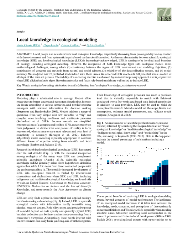 (PDF) Local knowledge in ecological modeling