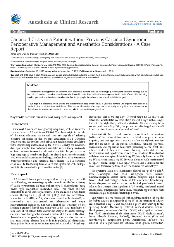 (PDF) Carcinoid Crisis in a Patient without Previous Carcinoid Syndrome ...