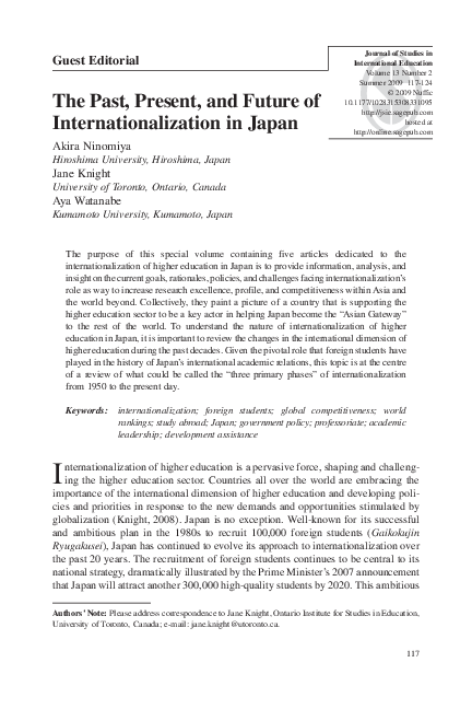 (PDF) The Past, Present, and Future of Internationalization in Japan