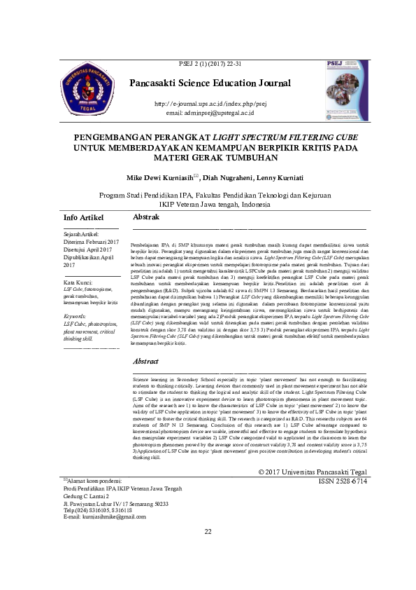 (PDF) Pengembangan Perangkat Light Spectrum Filtering Cube Untuk