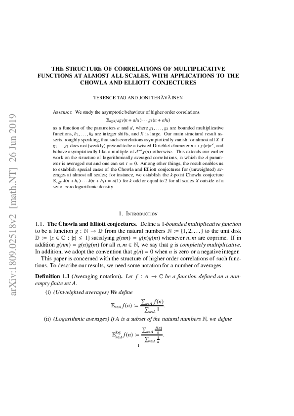 (PDF) The structure of correlations of multiplicative functions at ...