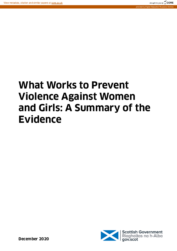 (PDF) What Works to Prevent Violence Against Women and Girls: A Summary ...