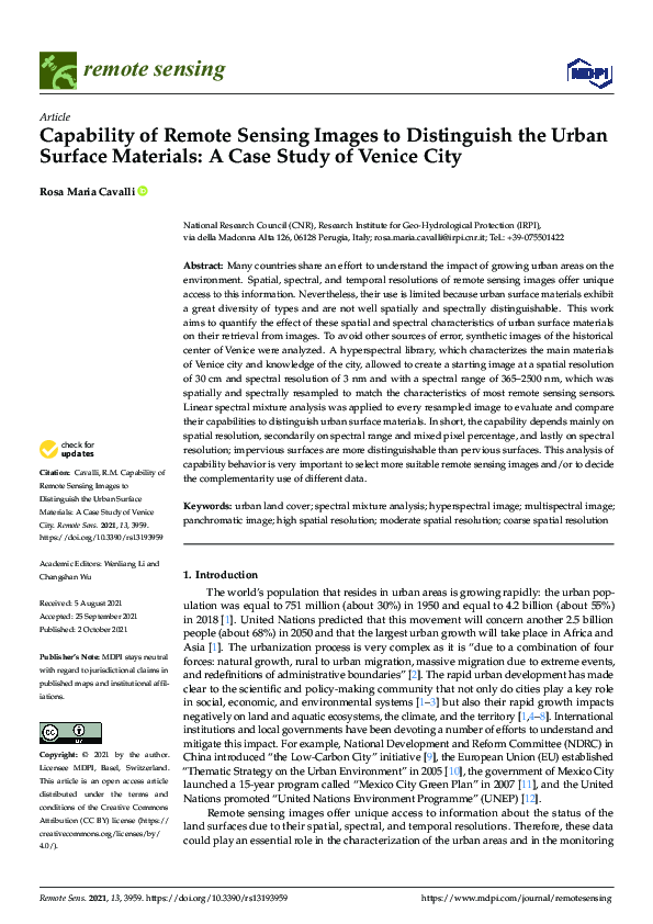 (PDF) Capability of Remote Sensing Images to Distinguish the Urban ...