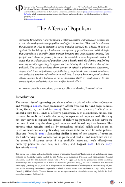 (PDF) The Affects of Populism