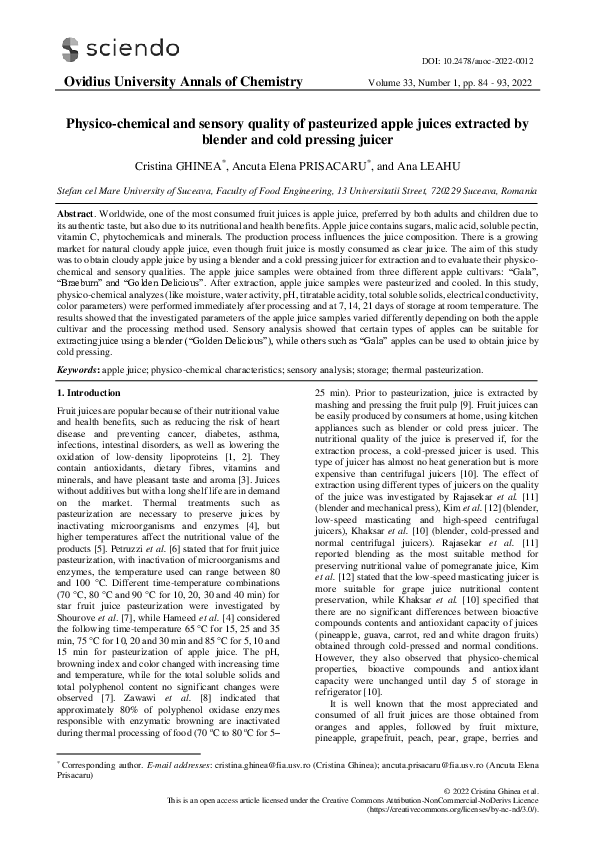 (PDF) Physico-chemical and sensory quality of pasteurized apple juices ...