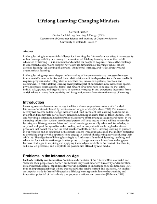 (PDF) Lifelong learning: Changing mindsets