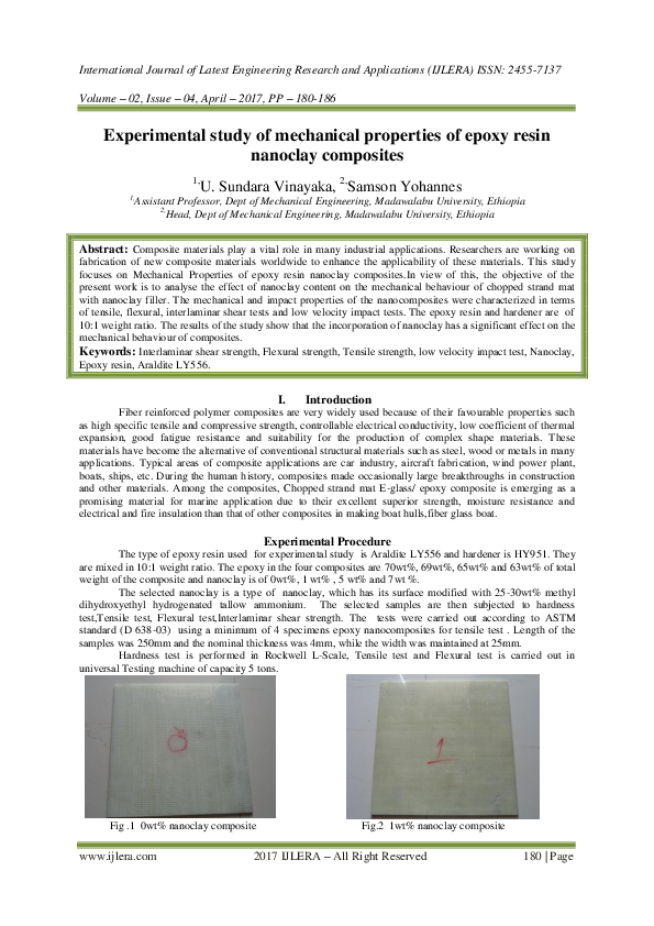 (PDF) Experimental study of mechanical properties of epoxy resin ...