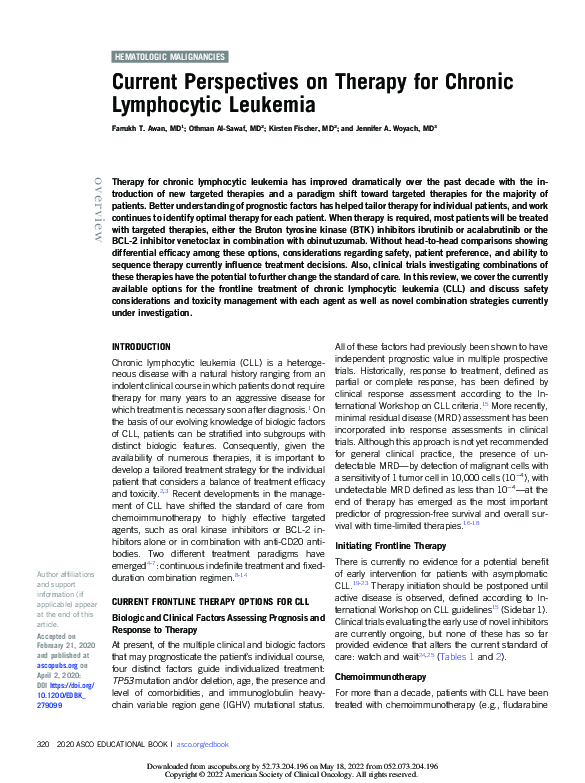 (PDF) Current Perspectives on Therapy for Chronic Lymphocytic Leukemia