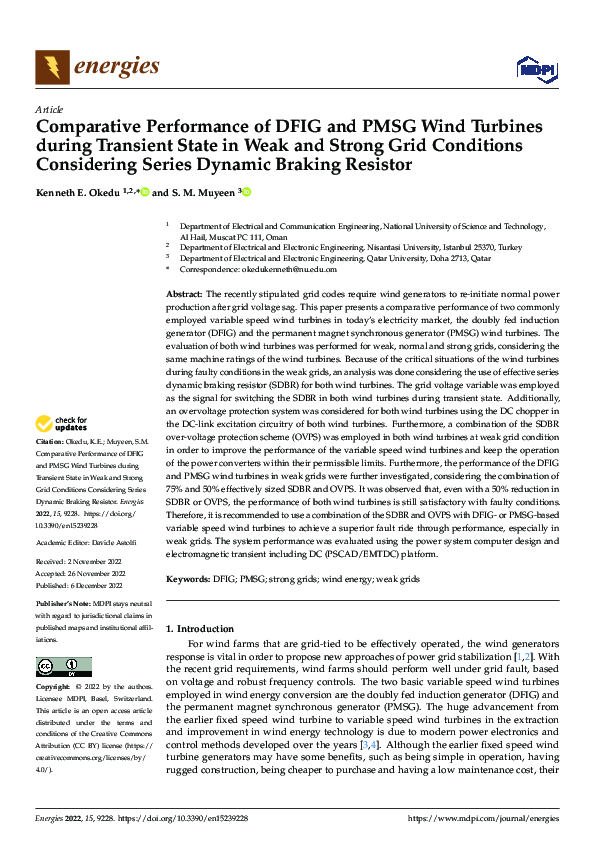 (PDF) Comparative Performance of DFIG and PMSG Wind Turbines during ...
