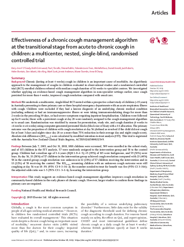 (PDF) Effectiveness of a chronic cough management algorithm at the ...