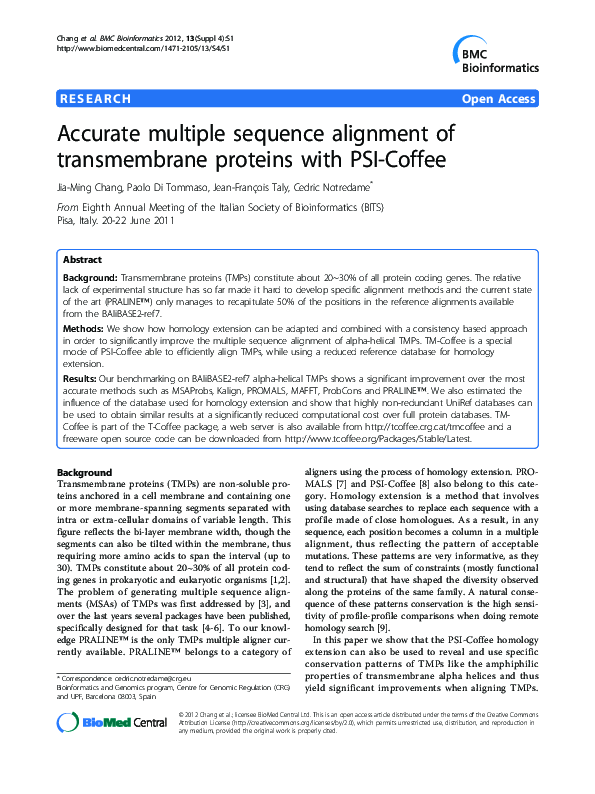 (PDF) Accurate multiple sequence alignment of transmembrane proteins ...