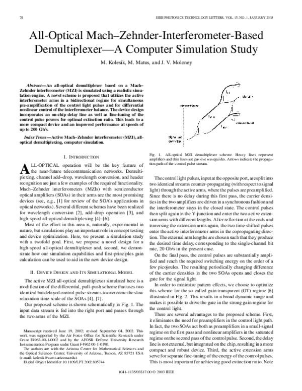 (PDF) All-optical Mach-Zehnder-Interferometer-based demultiplexer-a ...
