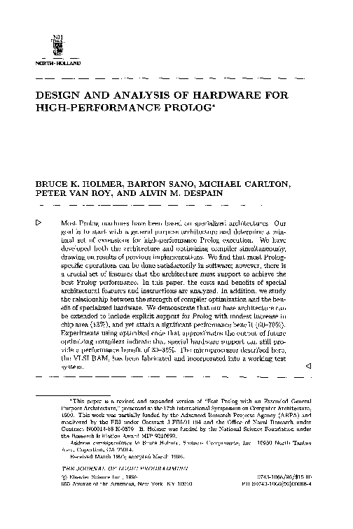 (PDF) Design and analysis of hardware for high-performance prolog