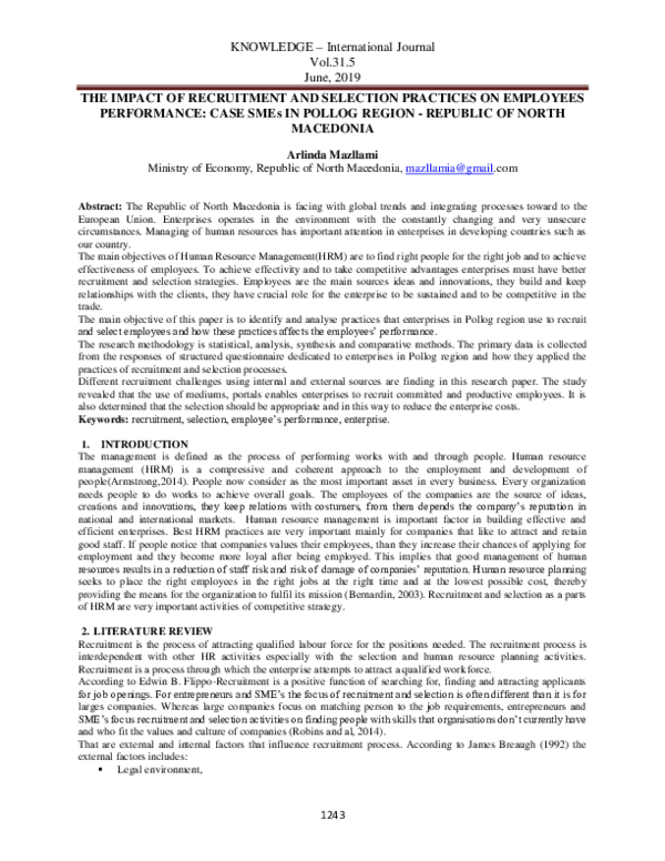 (PDF) THE IMPACT OF RECRUITMENT AND SELECTION PRACTICES ON EMPLOYEES ...