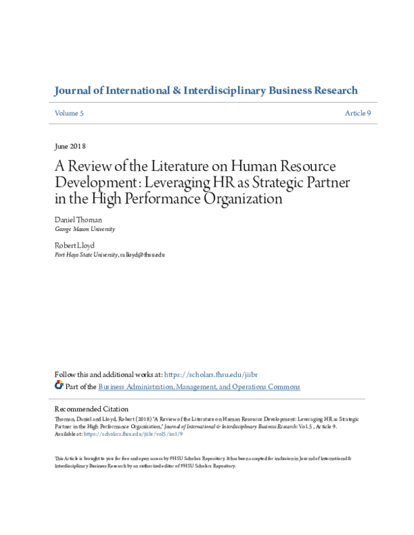 (PDF) A Review of the Literature on Human Resource Development ...