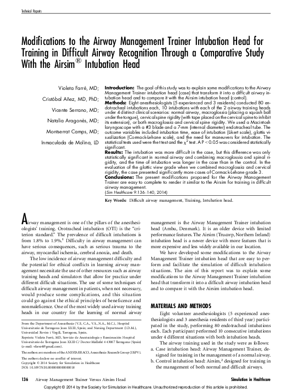 (PDF) Modifications to the Airway Management Trainer Intubation Head ...