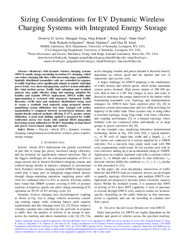 (PDF) Sizing Considerations for EV Dynamic Wireless Charging Systems ...