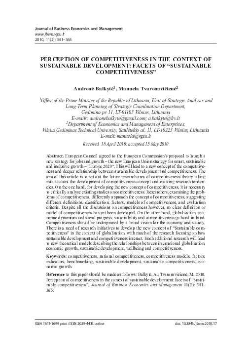 (PDF) Perception of Competitiveness in the Context of Sustainable ...
