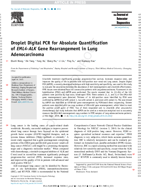 (PDF) Droplet Digital PCR for Absolute Quantification of Pathogens