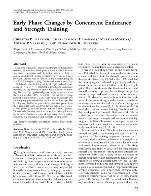 (PDF) Early Phase Changes by Concurrent Endurance and Strength Training