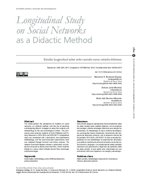 (PDF) Longitudinal Study on Social Networks as a Didactic Method