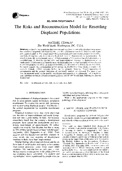 (PDF) The risks and reconstruction model for resettling displaced ...