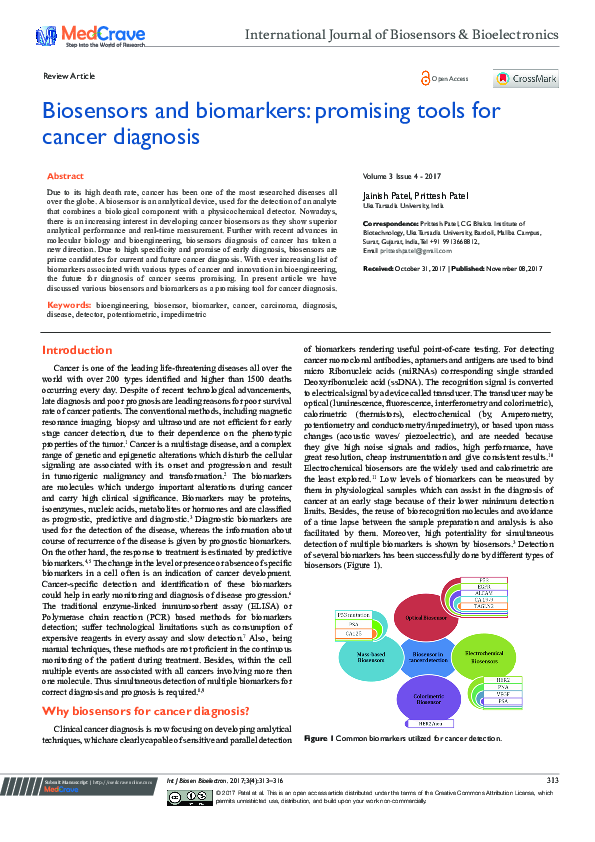 (PDF) Biosensors and Biomarkers: Promising Tools for Cancer Diagnosis